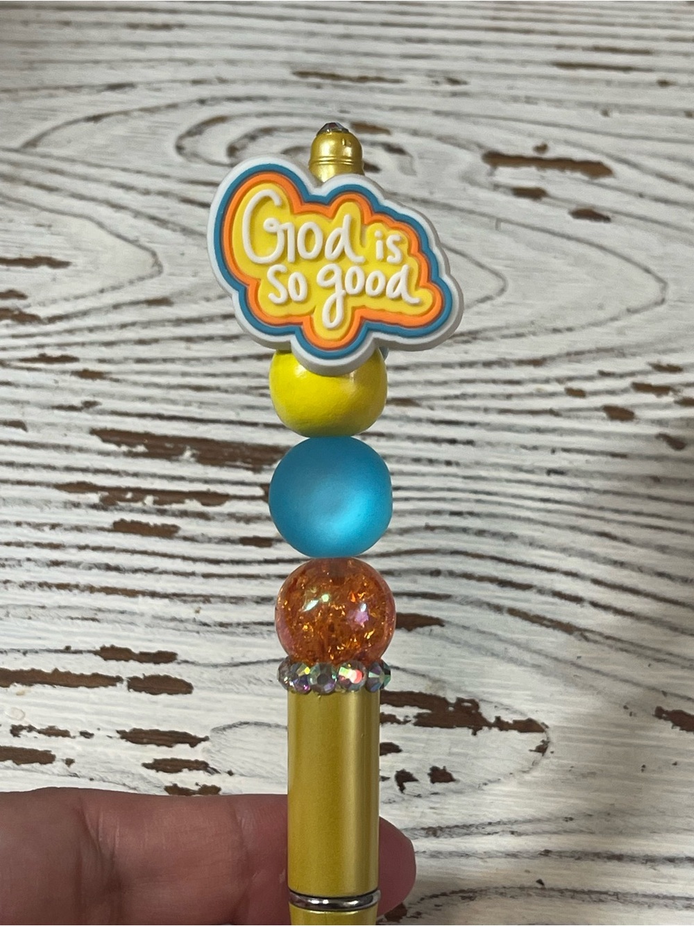 Hand Crafted Yellow Blue Orange God Is So Good Decorative Pen